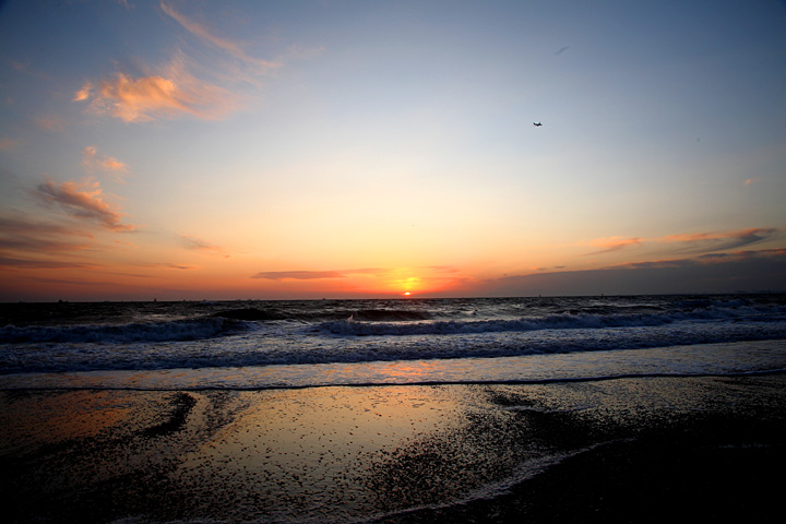 浜の夕景