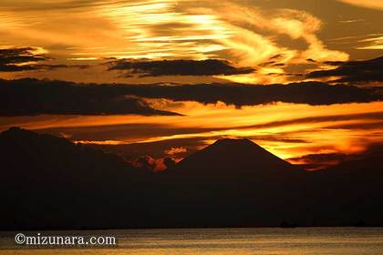 いなげの浜 夕焼け 富士山 稲毛の浜